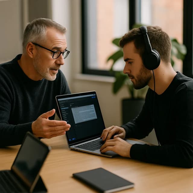 Person using assistive technology with headphones