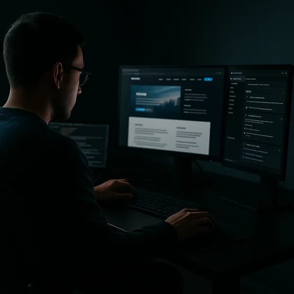 Person reviewing website accessibility on a laptop