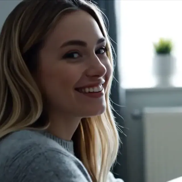Lumi smiling beside a bright window, for testing AXS Toolbar image descriptions.