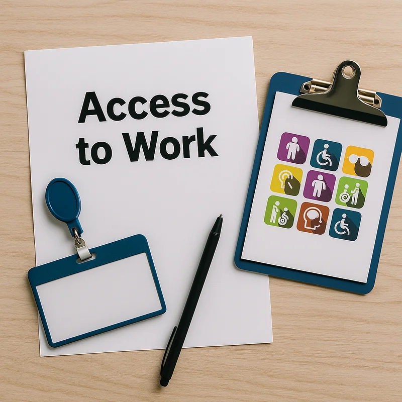 Professional working with assistive technology in an inclusive workplace environment